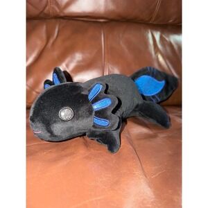 Fiesta Black Axolotl Plush Stuffed Animal Toy Glitter Blue Accents 10in
